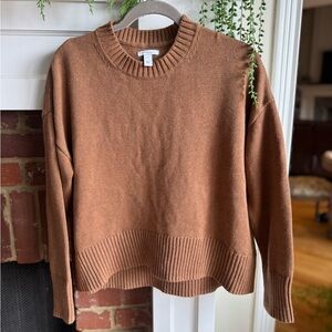 Daily Ritual Women’s Cozy Brown Crew Neck Sweater